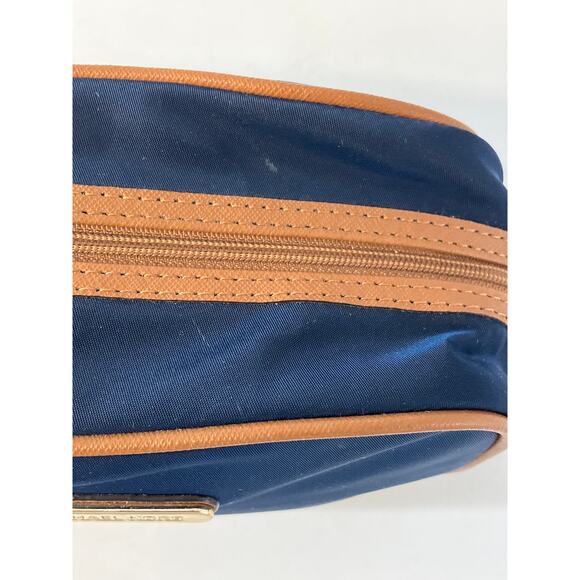 MICHAEL KORS, SMALL NAVY BLUE NYLON BROWN TRIM POUCH - Picture 7 of 16